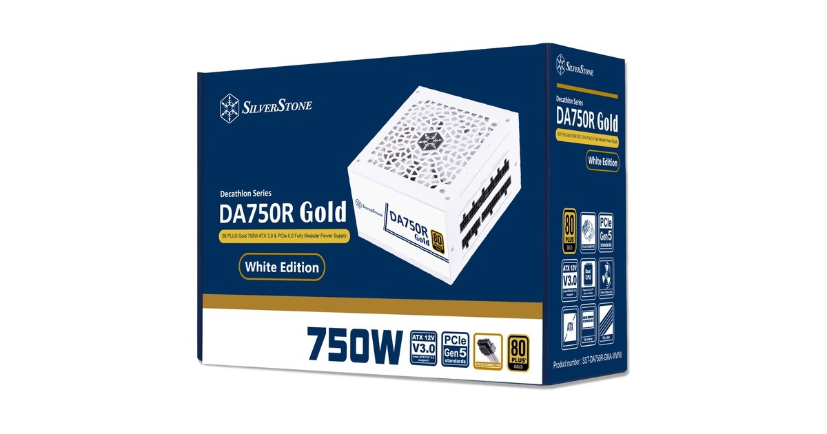 SilverStone SST-DA750R-GMA-WWW, PC-Netzteil(weiß, 1x 12-Pin ATX3.0, 4x PCIe, Kabel-Management, 750 Watt)