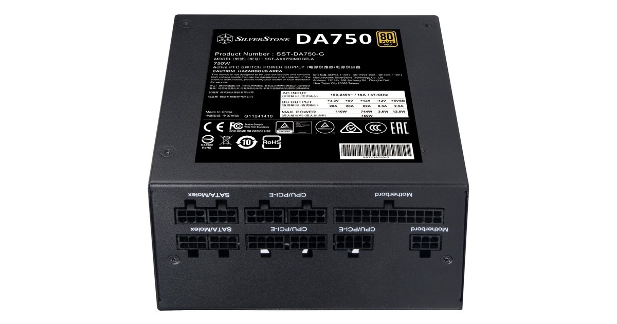 SilverStone SST-DA750-G 750W, PC-Netzteil(schwarz, 4x PCIe, Kabel-Management, 750 Watt)