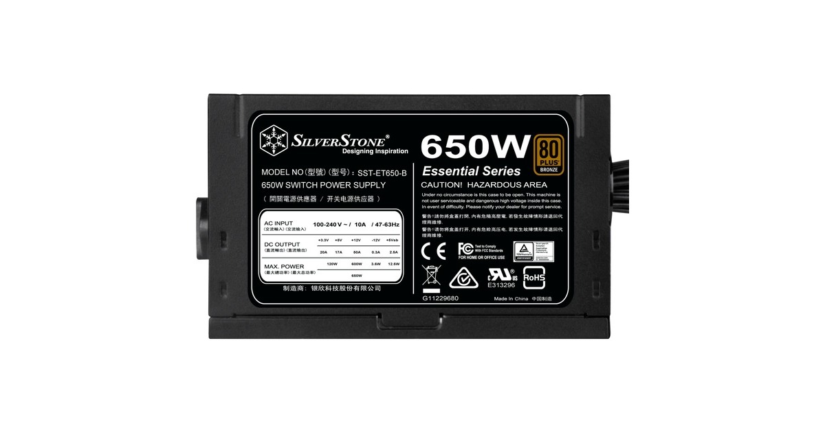 SilverStone SST-ET650-B v1.4 650W, PC-Netzteil(schwarz, 4x PCIe, 650 Watt)