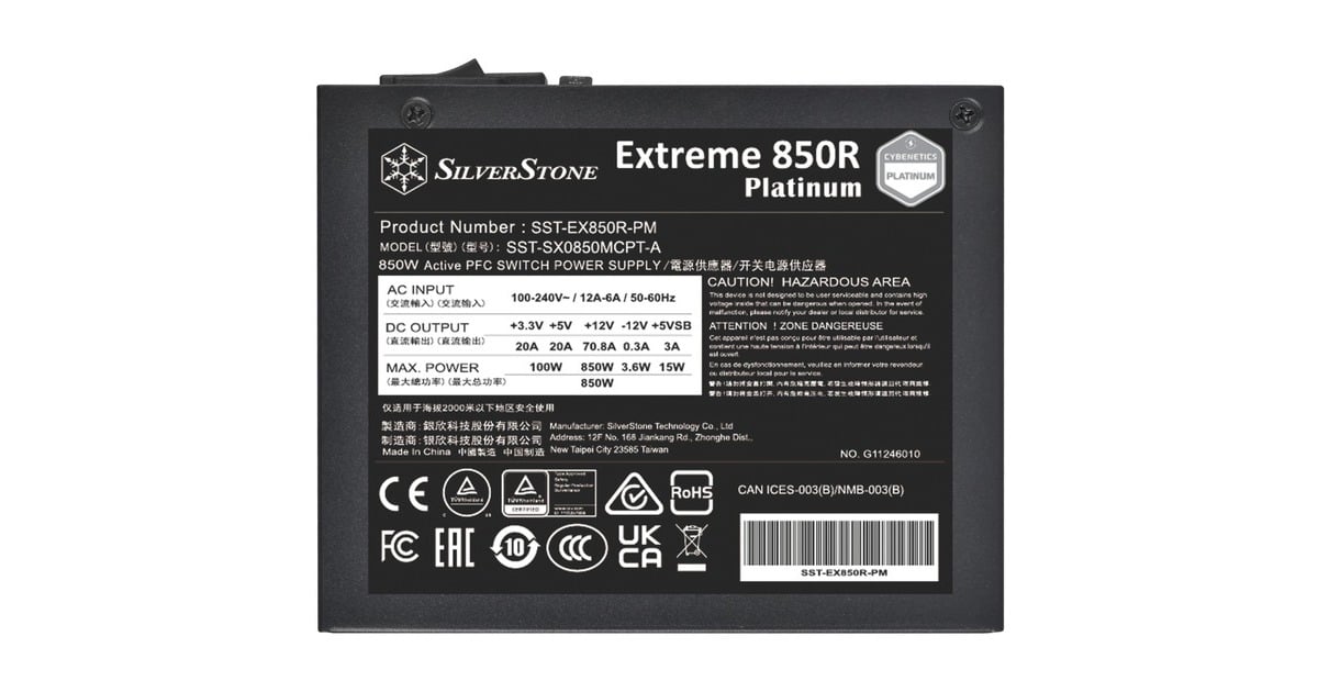 SilverStone SST-EX850R-PM 850W, PC-Netzteil(schwarz, 850 Watt)