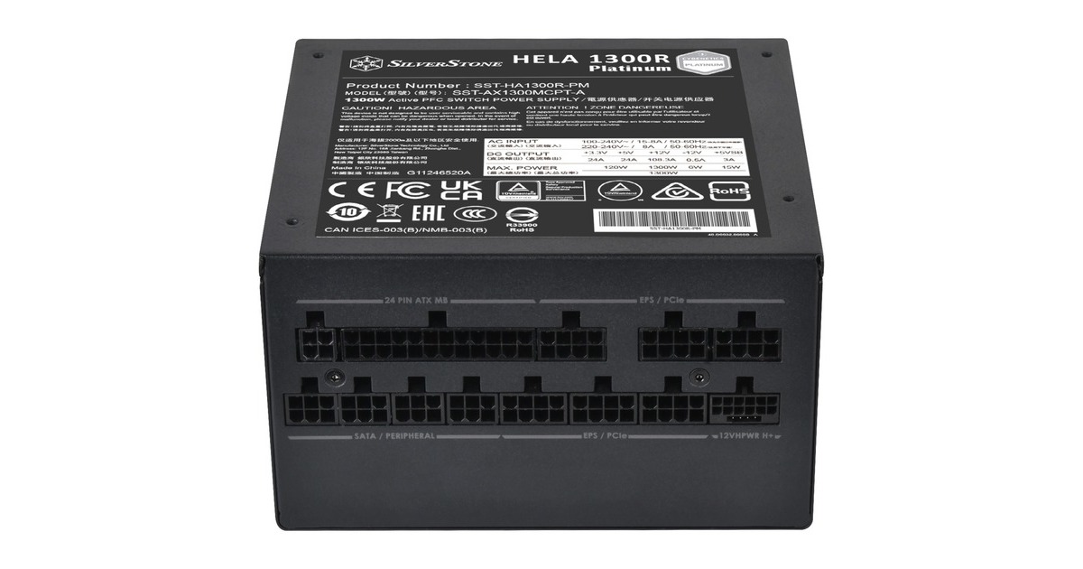 SilverStone SST-HA1300R-PM 1300W, PC-Netzteil(schwarz, 9x PCIe, Kabel-Management, 1300 Watt)