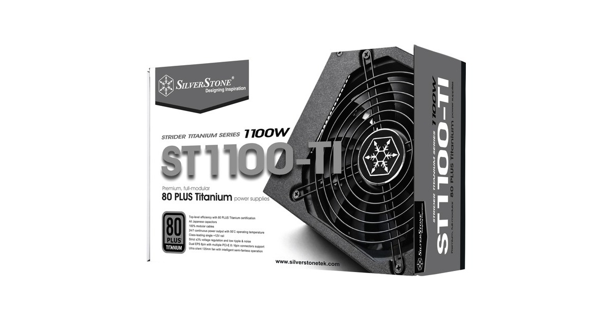 SilverStone SST-ST1100-TI v2.0 1100W, PC-Netzteil(schwarz, 8x PCIe, Kabel-Management, 1100 Watt)