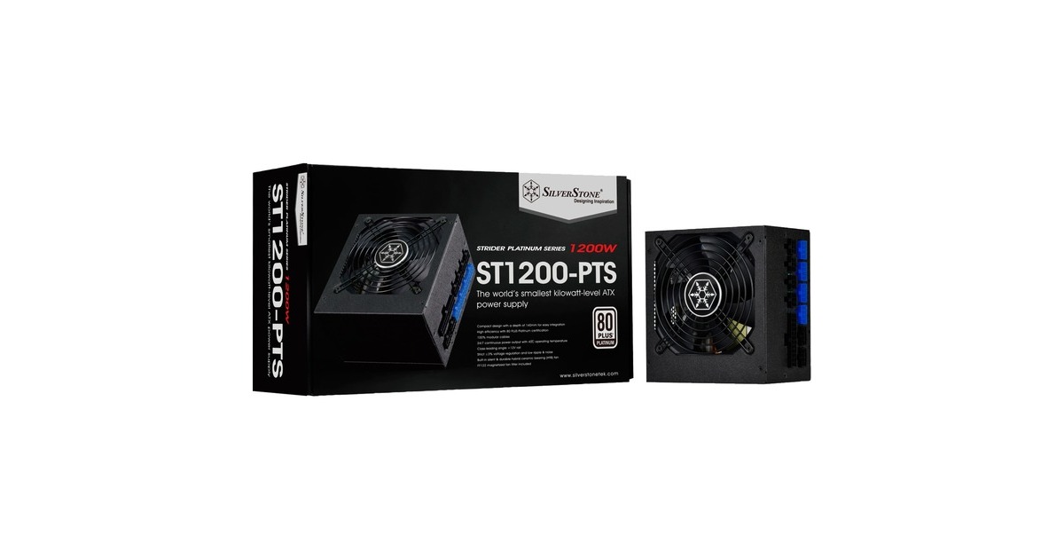 SilverStone SST-ST1200-PTS 1200W, PC-Netzteil(schwarz, 8x PCIe, Kabel-Management, 1200 Watt)