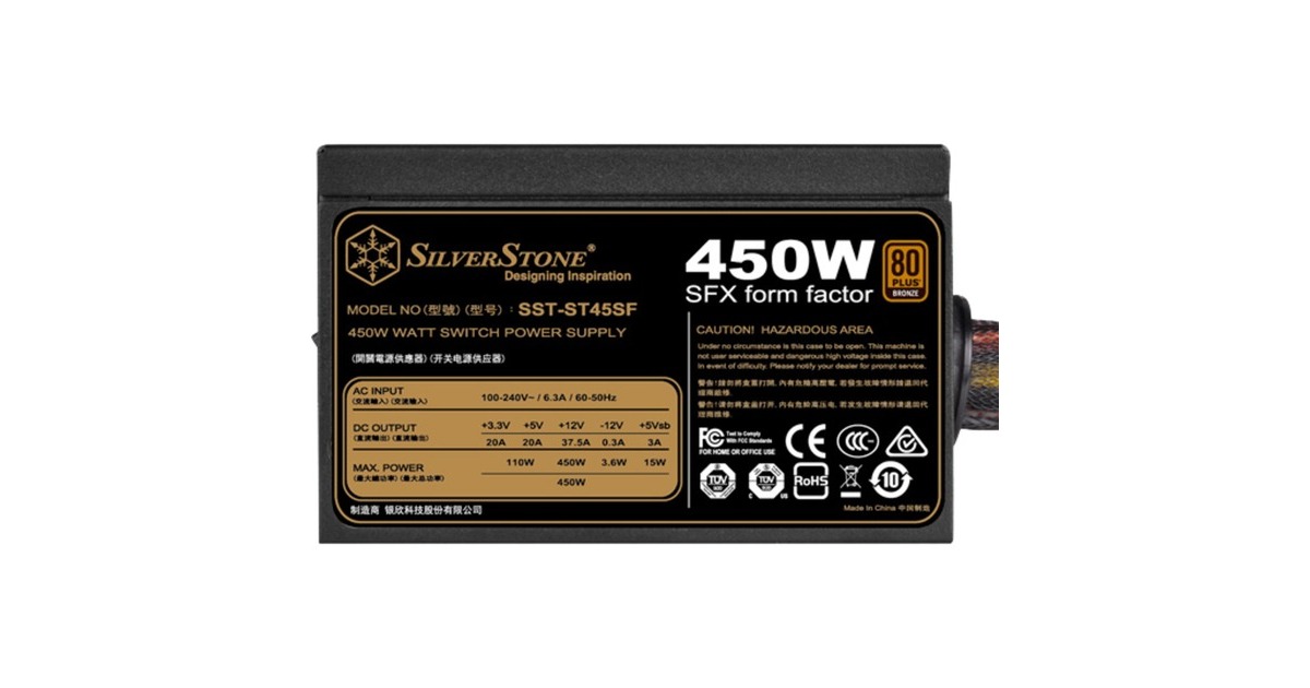 SilverStone SST-ST45SF V3 450W, PC-Netzteil(schwarz, 450 Watt)