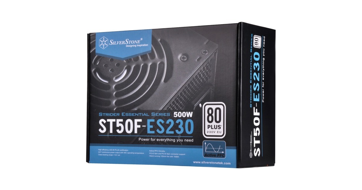 SilverStone SST-ST50F-ES230 v2.0 500W, PC-Netzteil(schwarz, 500 Watt)