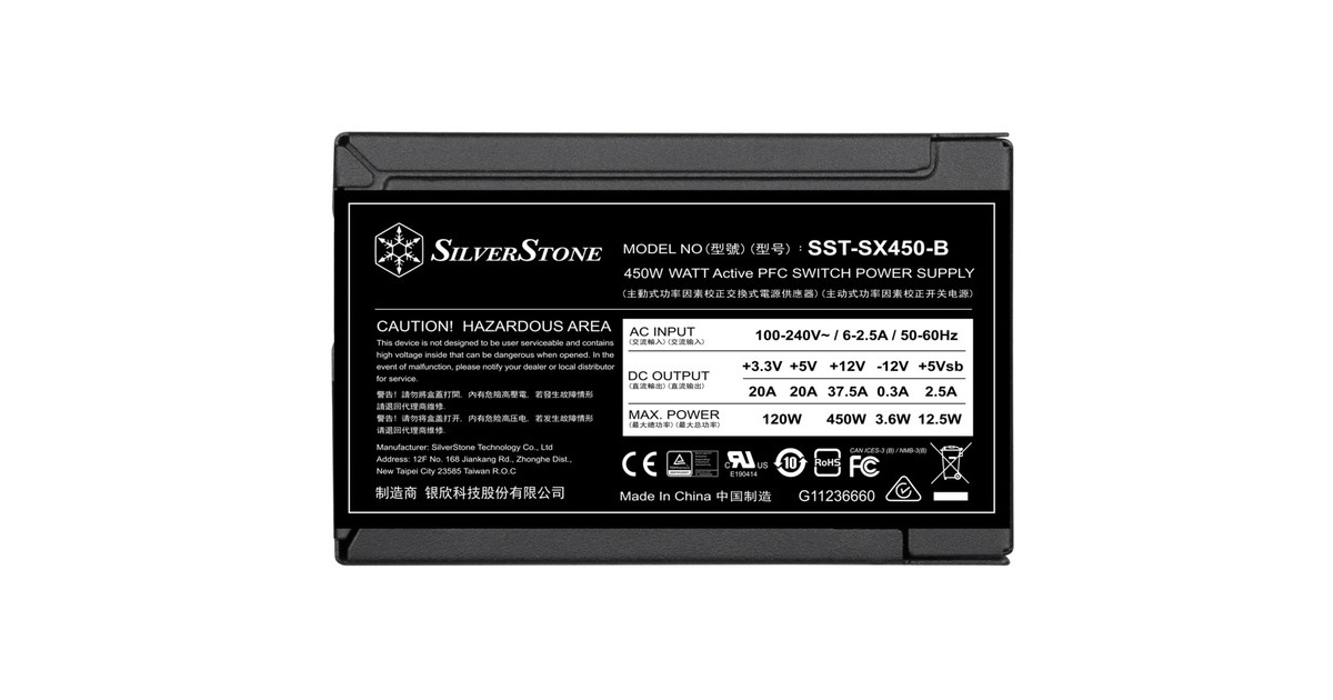 SilverStone SST-SX450-B 450W, PC-Netzteil(schwarz, 450 Watt)