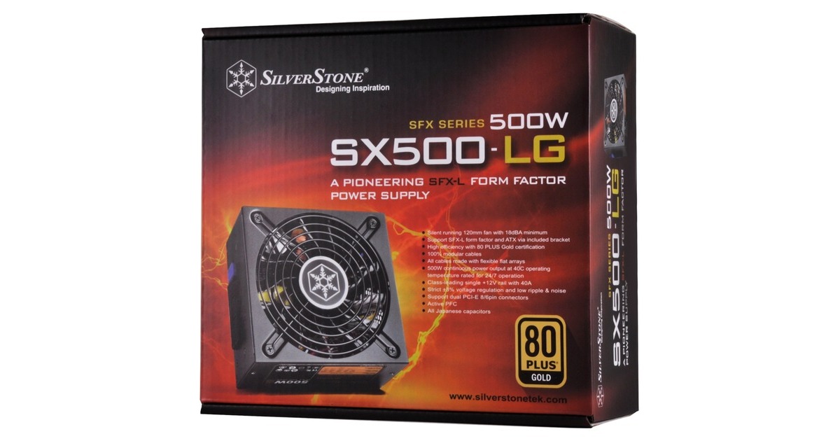 SilverStone SST-SX500-LG V2.1, PC-Netzteil(schwarz, 2x PCIe, Kabel-Management, 500 Watt)