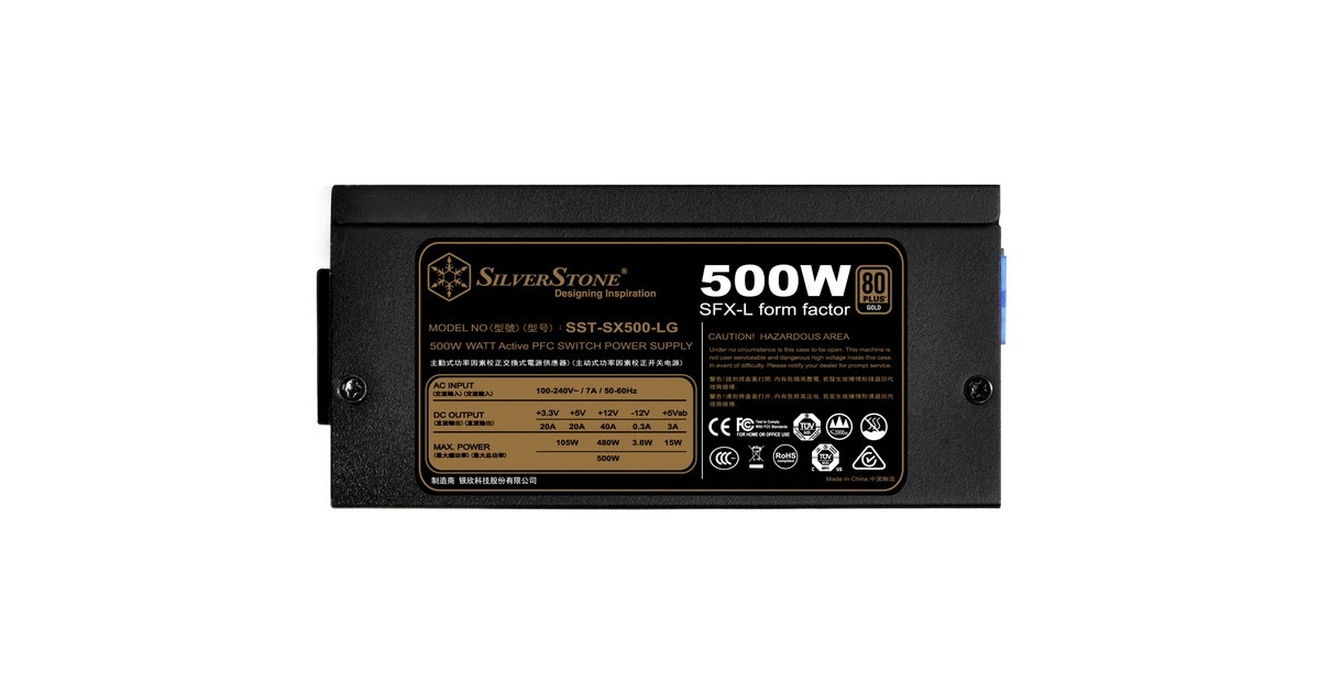 SilverStone SST-SX500-LG V2.1, PC-Netzteil(schwarz, 2x PCIe, Kabel-Management, 500 Watt)