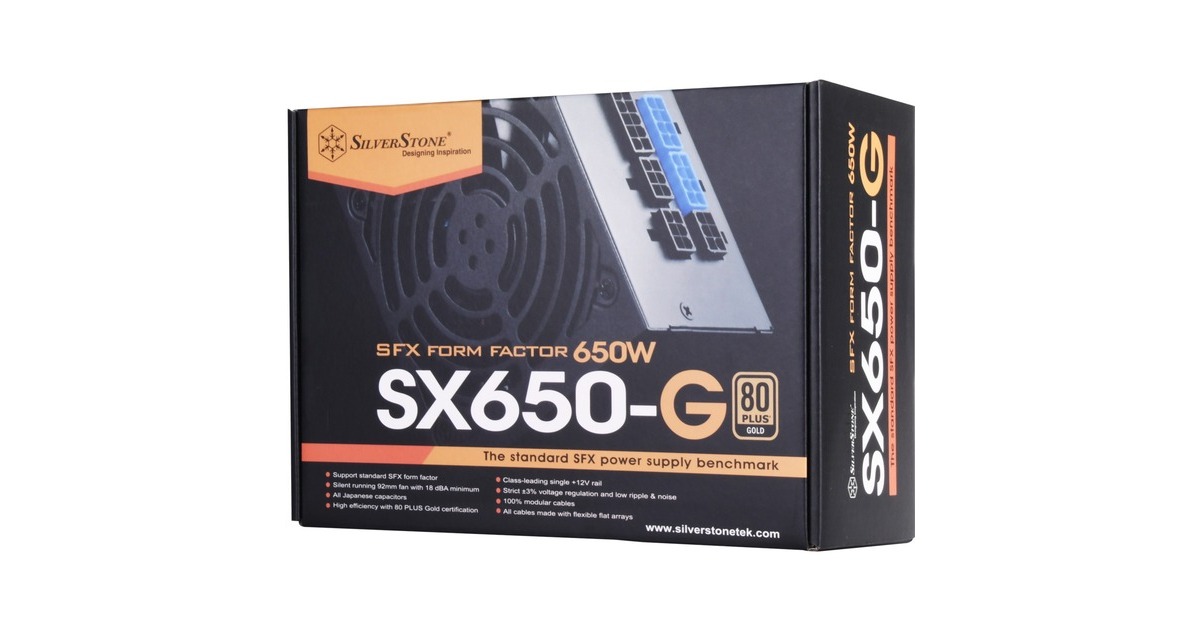 SilverStone SST-SX650-G V1.1 650W, PC-Netzteil(schwarz, 4x PCIe, Kabel-Management, 650 Watt)