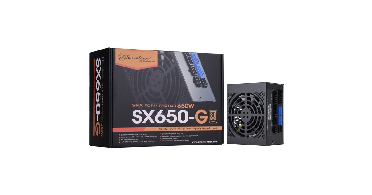 SilverStone SST-SX650-G V1.1 650W, PC-Netzteil(schwarz, 4x PCIe, Kabel-Management, 650 Watt)