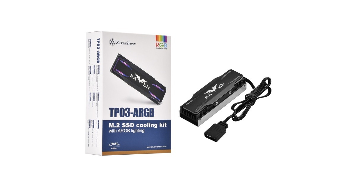 SilverStone SST-TP03-ARGB, Kühlkörper(schwarz, unterstützt M.2 2280 SSD)
