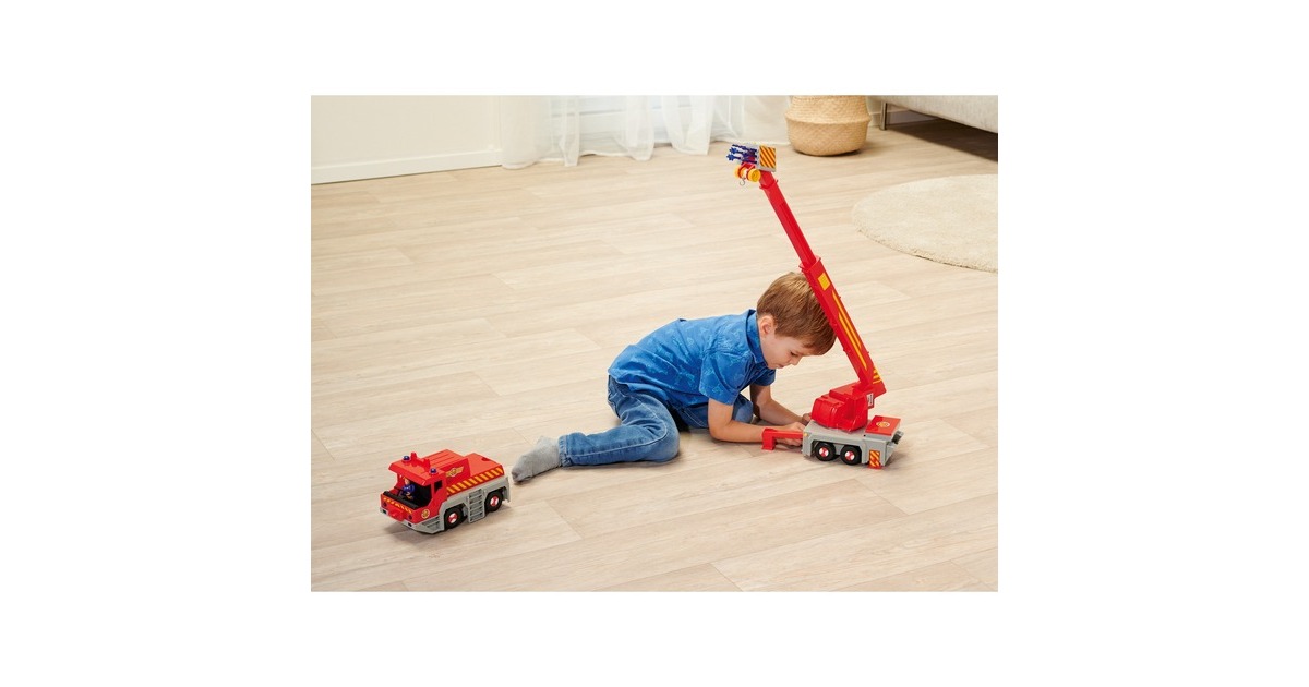 Simba Feuerwehrmann Sam 2-in -1 Rettungskran, Spielfahrzeug(rot/gelb)