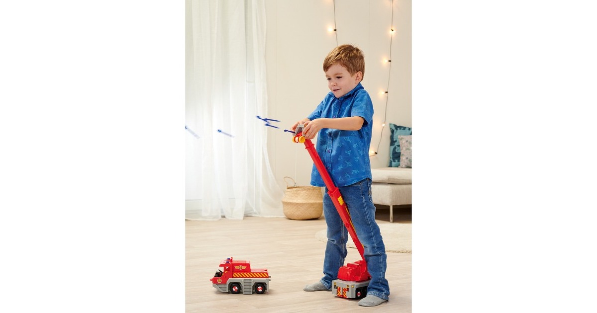 Simba Feuerwehrmann Sam 2-in -1 Rettungskran, Spielfahrzeug(rot/gelb)