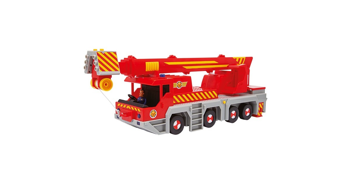 Simba Feuerwehrmann Sam 2-in -1 Rettungskran, Spielfahrzeug(rot/gelb)