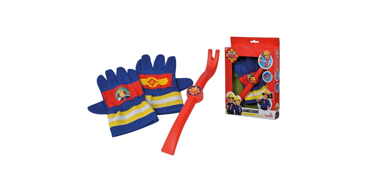 Simba Feuerwehrmann Sam Feuerwehr Handschuhe, Rollenspiel(blau/rot)
