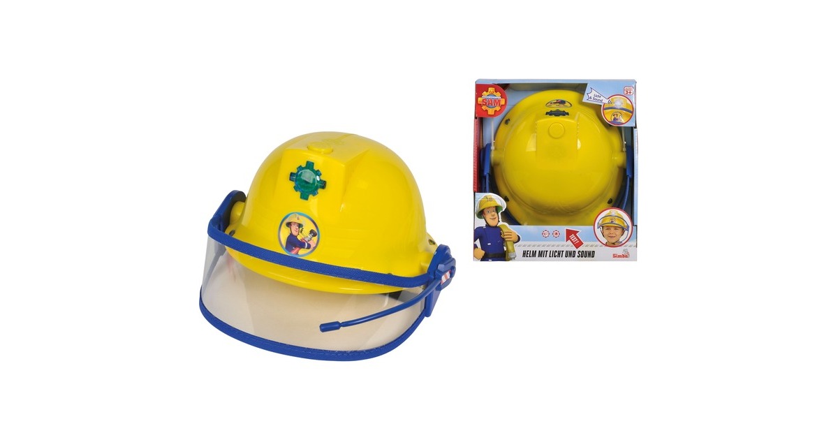 Simba Feuerwehrmann Sam Feuerwehr Helm mit Funktion, Rollenspiel(gelb)