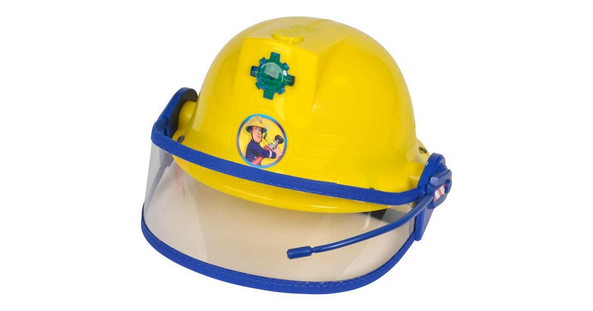 Simba Feuerwehrmann Sam Feuerwehr Helm mit Funktion, Rollenspiel(gelb)