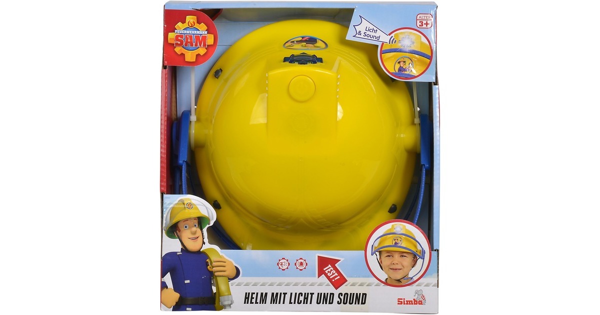 Simba Feuerwehrmann Sam Feuerwehr Helm mit Funktion, Rollenspiel(gelb)