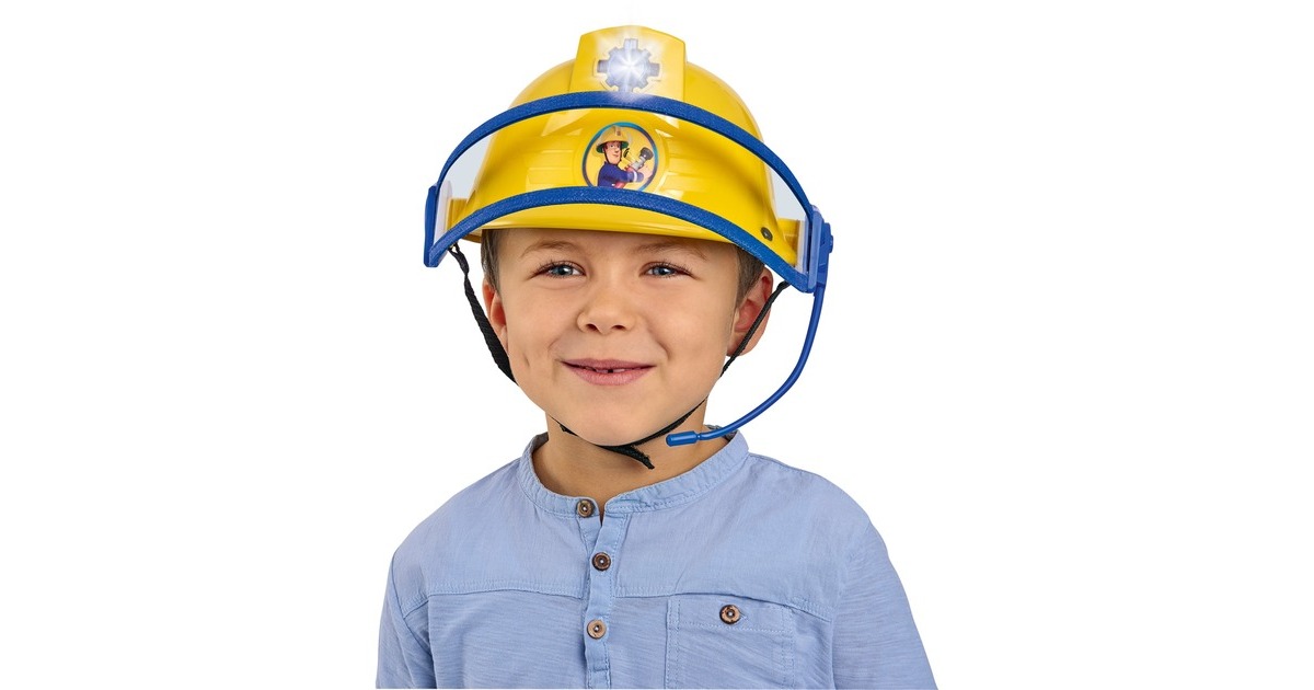 Simba Feuerwehrmann Sam Feuerwehr Helm mit Funktion, Rollenspiel(gelb)