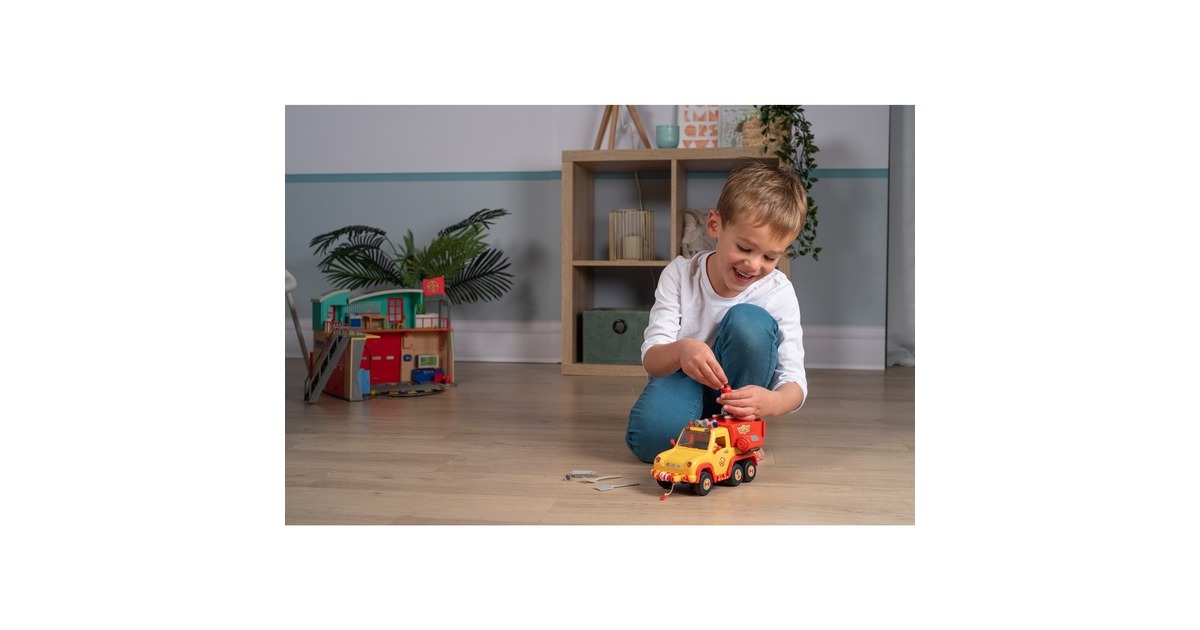 Simba Feuerwehrmann Sam Feuerwehrauto Venus 2.0, Spielfahrzeug(gelb/orange, Inkl. Figur)