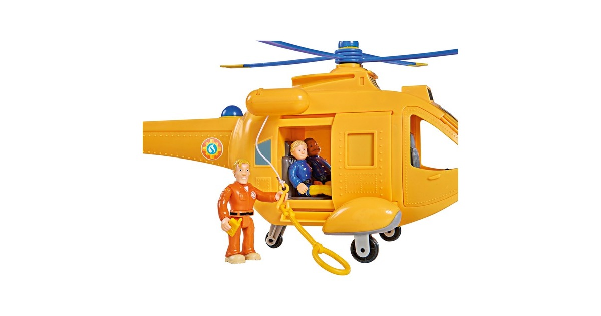 Simba Feuerwehrmann Sam Hubschrauber Wallaby II, Spielfahrzeug(gelb/blau, mit Figur)