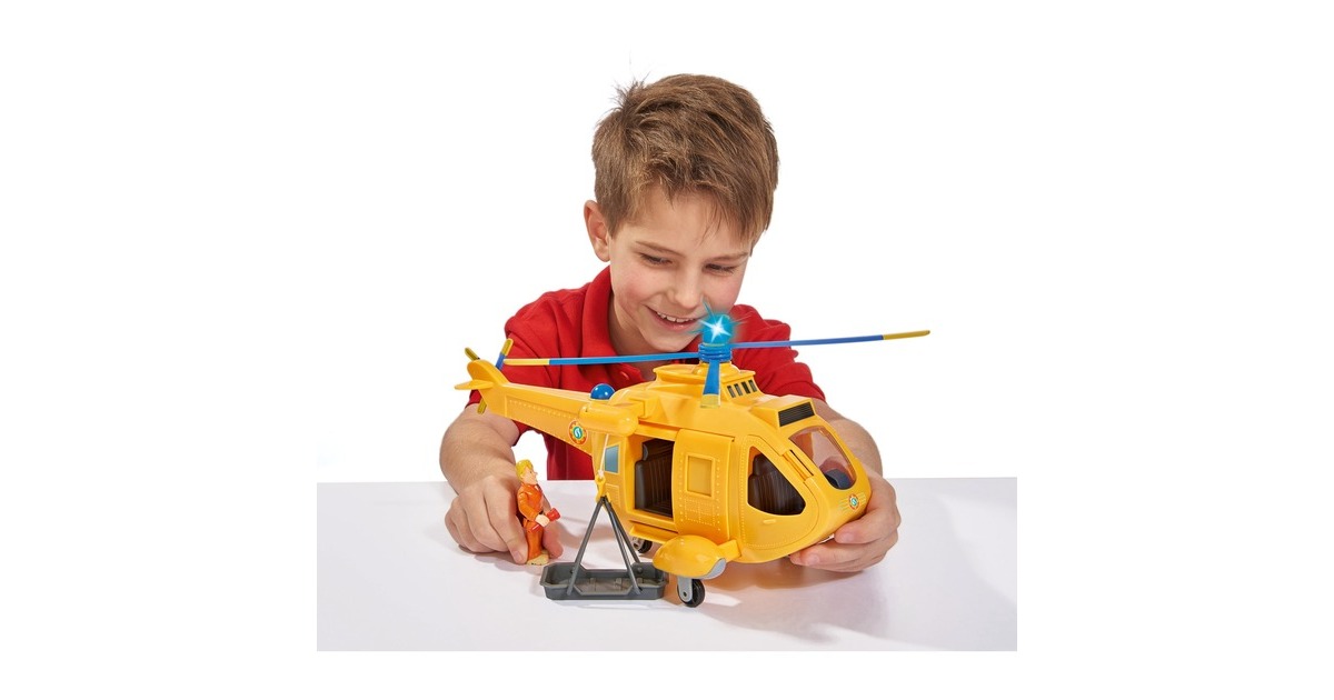 Simba Feuerwehrmann Sam Hubschrauber Wallaby II, Spielfahrzeug(gelb/blau, mit Figur)