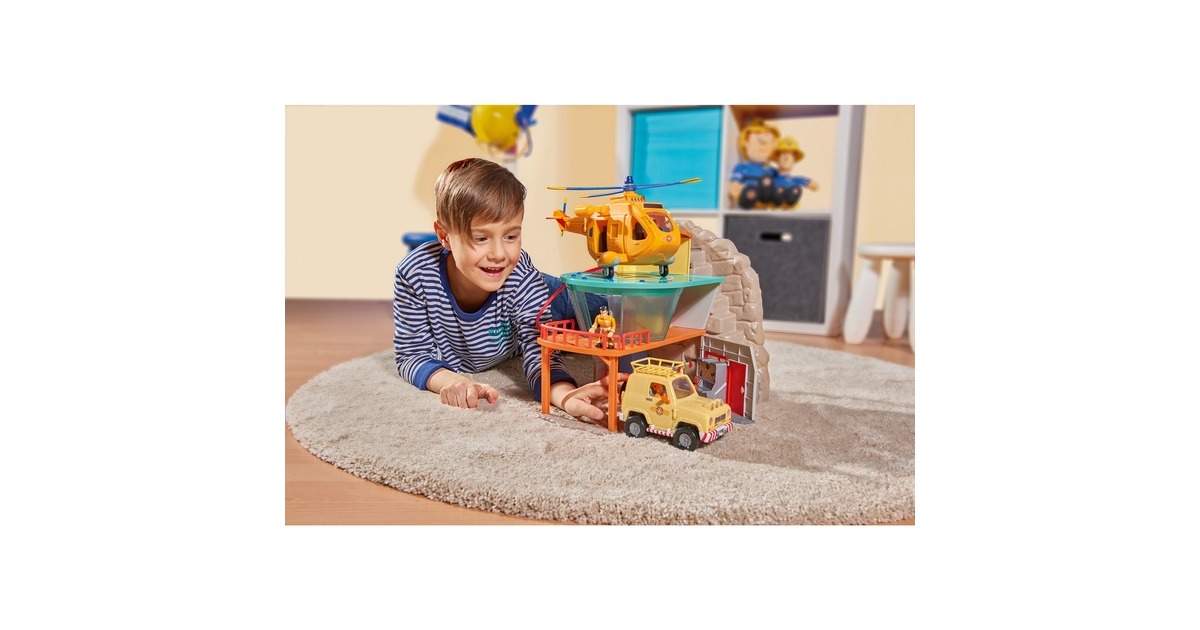 Simba Feuerwehrmann Sam Hubschrauber Wallaby II, Spielfahrzeug(gelb/blau, mit Figur)