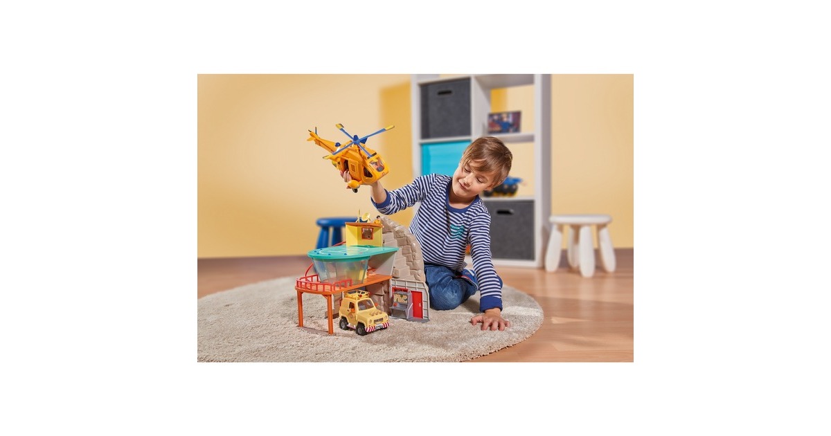 Simba Feuerwehrmann Sam Hubschrauber Wallaby II, Spielfahrzeug(gelb/blau, mit Figur)