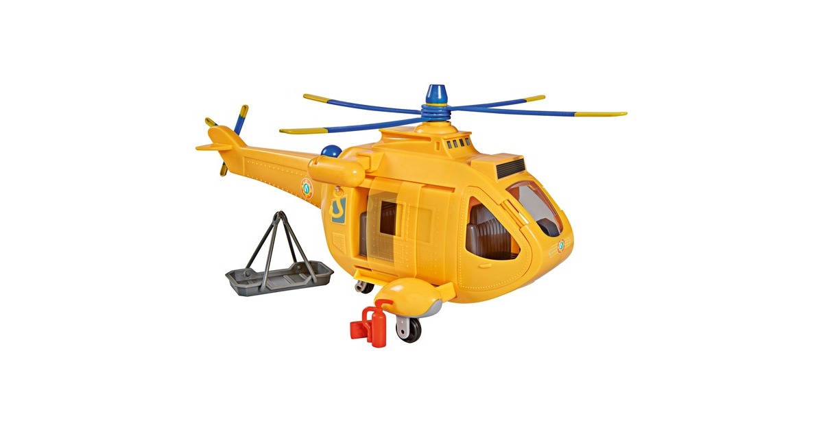 Simba Feuerwehrmann Sam Hubschrauber Wallaby II, Spielfahrzeug(gelb/blau, mit Figur)