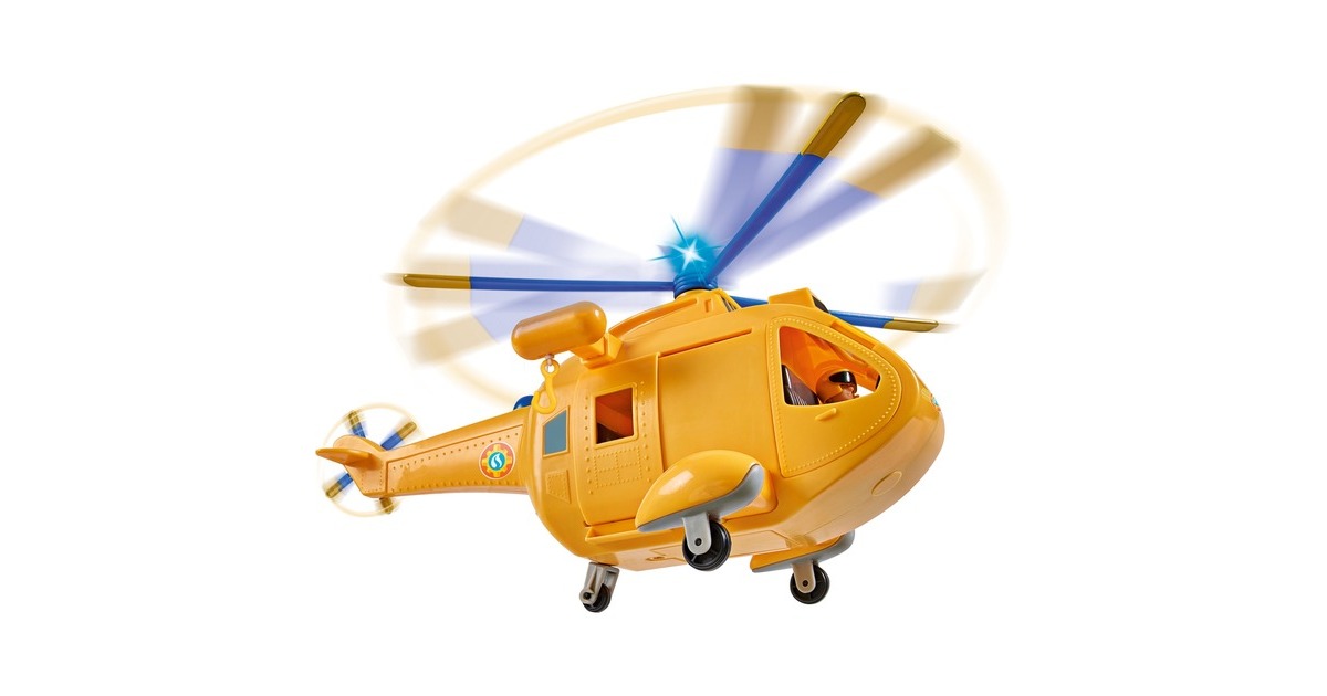 Simba Feuerwehrmann Sam Hubschrauber Wallaby II, Spielfahrzeug(gelb/blau, mit Figur)