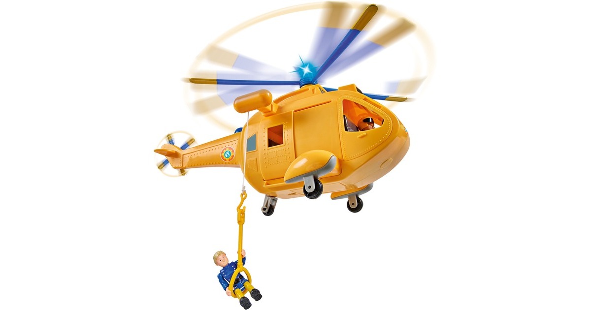 Simba Feuerwehrmann Sam Hubschrauber Wallaby II, Spielfahrzeug(gelb/blau, mit Figur)