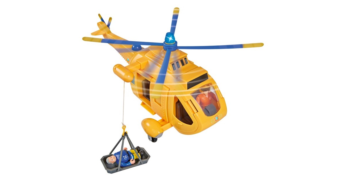 Simba Feuerwehrmann Sam Hubschrauber Wallaby II, Spielfahrzeug(gelb/blau, mit Figur)