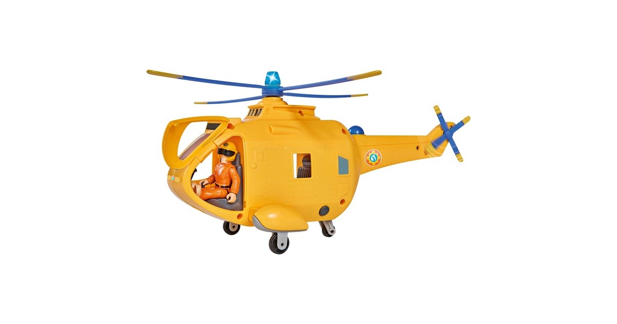 Simba Feuerwehrmann Sam Hubschrauber Wallaby II, Spielfahrzeug(gelb/blau, mit Figur)