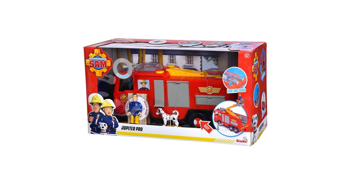 Simba Feuerwehrmann Sam Jupiter Serie 13, Spielfahrzeug(rot/gelb)
