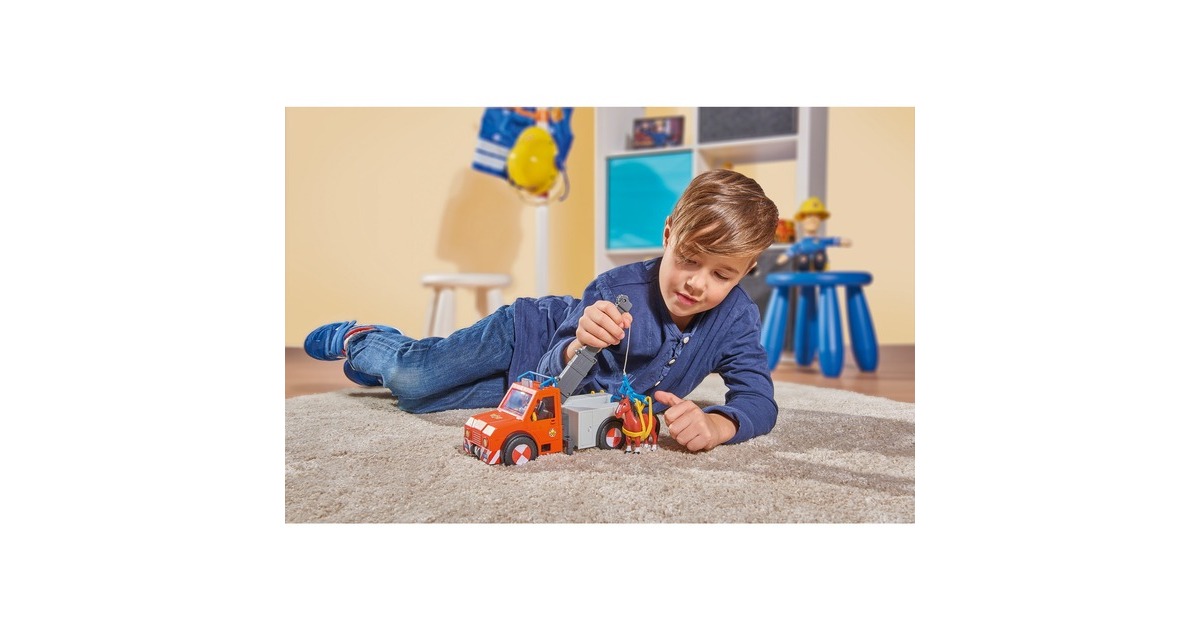 Simba Feuerwehrmann Sam Phoenix mit Figur und Pferd, Spielfahrzeug