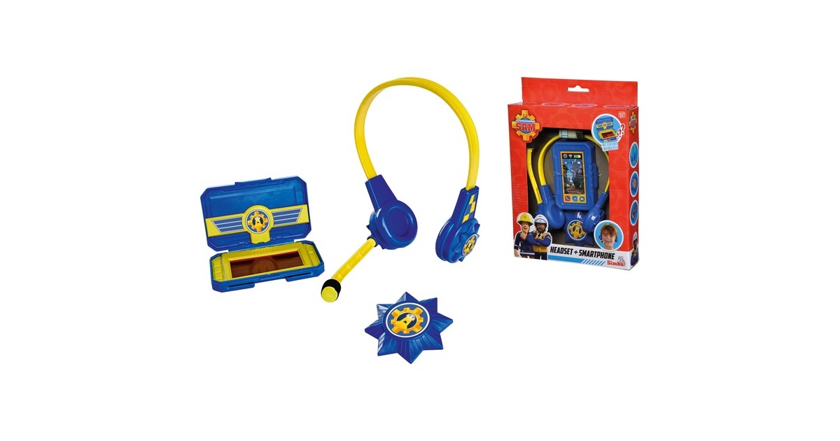 Simba Feuerwehrmann Sam Polizei Headset und Smartphone, Rollenspiel(blau/gelb)