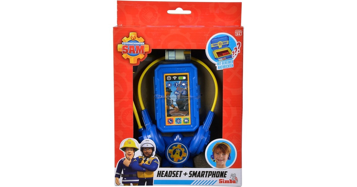 Simba Feuerwehrmann Sam Polizei Headset und Smartphone, Rollenspiel(blau/gelb)