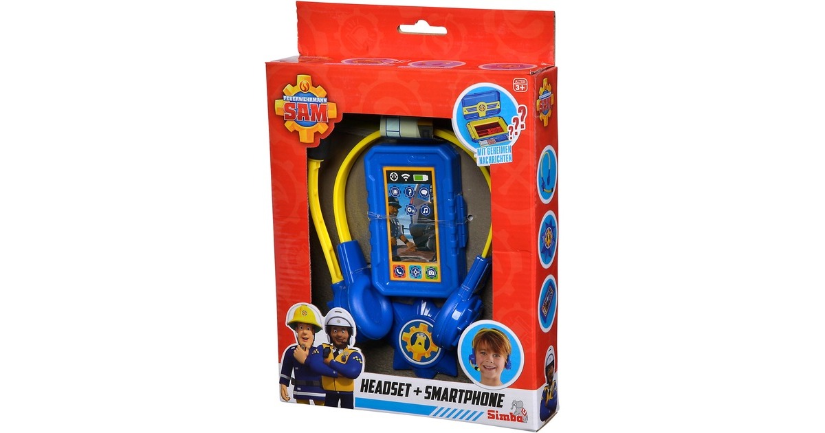 Simba Feuerwehrmann Sam Polizei Headset und Smartphone, Rollenspiel(blau/gelb)