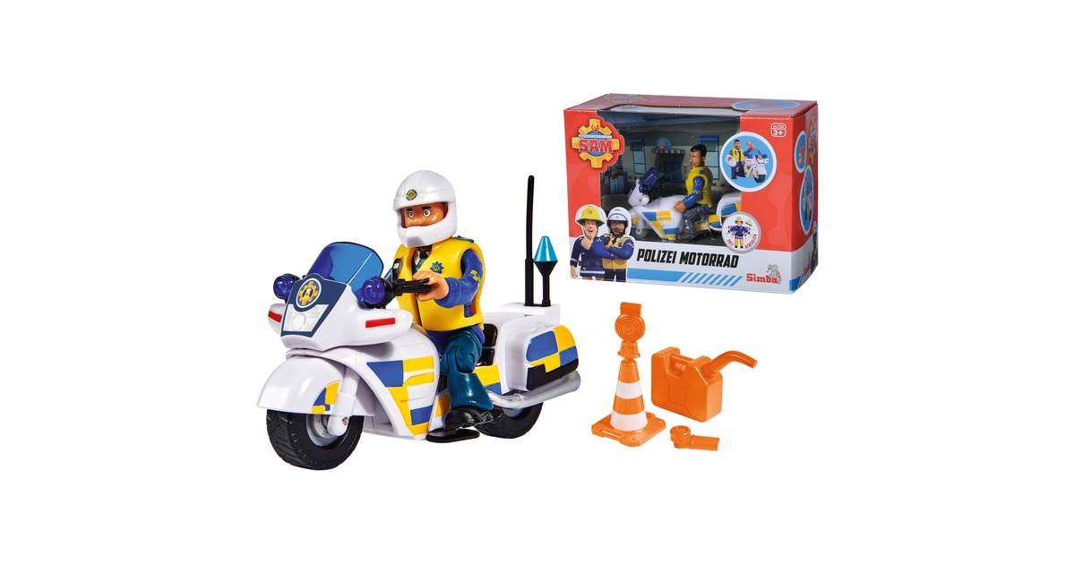Simba Feuerwehrmann Sam Polizei-Motorrad, Spielfahrzeug(mit Figur)