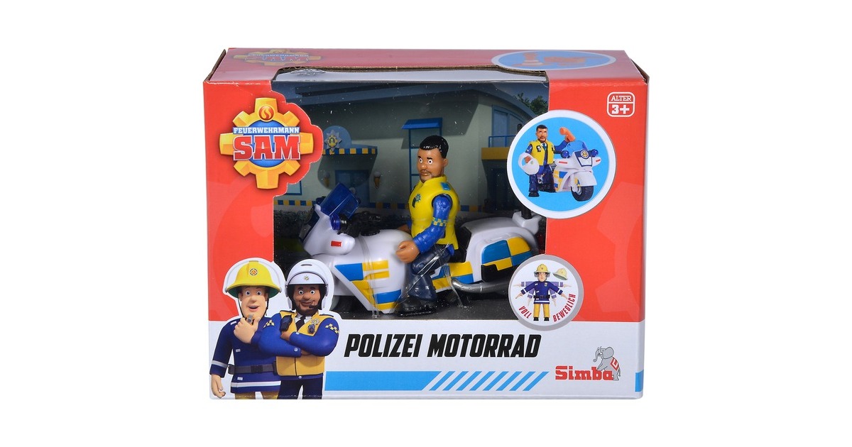 Simba Feuerwehrmann Sam Polizei-Motorrad, Spielfahrzeug(mit Figur)