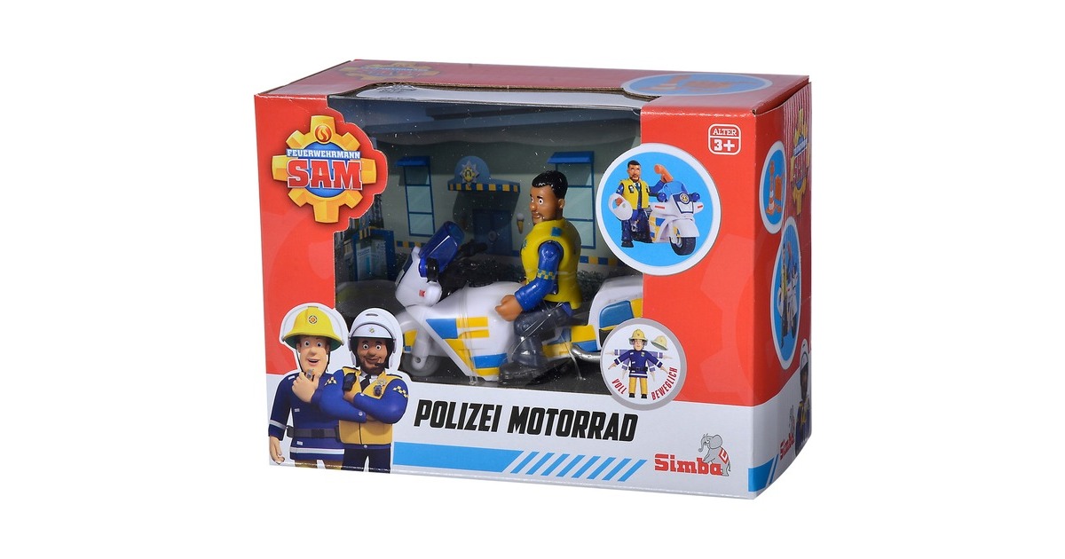Simba Feuerwehrmann Sam Polizei-Motorrad, Spielfahrzeug(mit Figur)