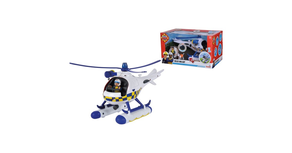 Simba Feuerwehrmann Sam Polizei Wallaby, Spielfahrzeug(weiß/blau, Mit Licht und Sound)