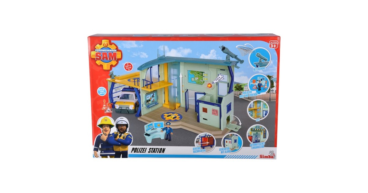 Simba Feuerwehrmann Sam Polizeistation mit Figur, Spielgebäude