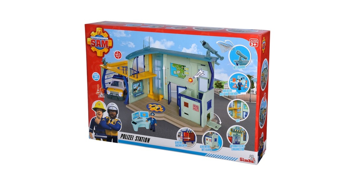 Simba Feuerwehrmann Sam Polizeistation mit Figur, Spielgebäude