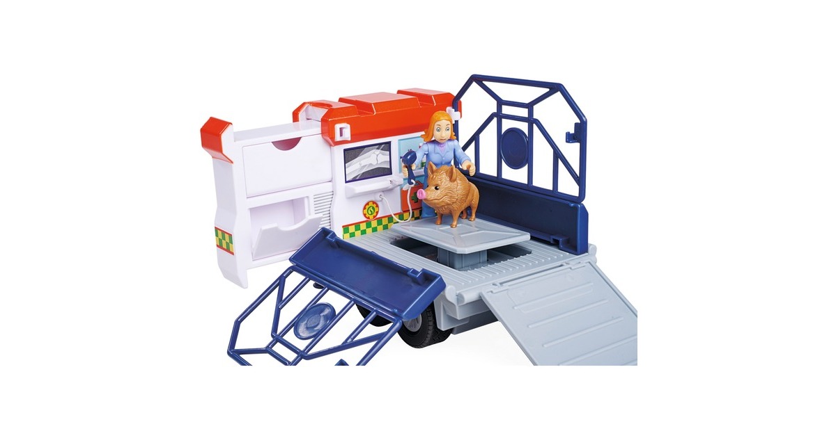 Simba Feuerwehrmann Sam Tierrettung mit Anhänger, Spielfahrzeug