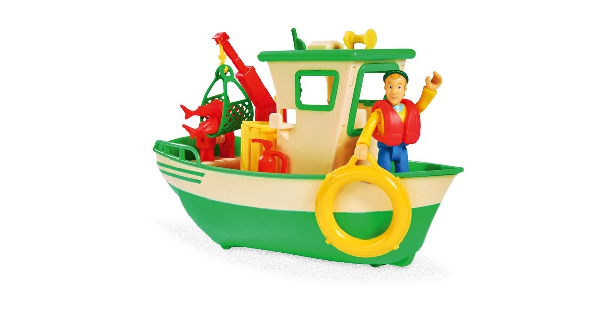 Simba Feuerwehrmann Sam - Charlies Fischerboot mit Figur, Spielfahrzeug