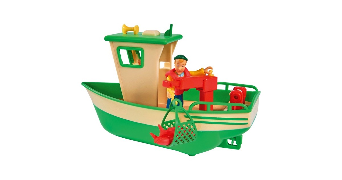 Simba Feuerwehrmann Sam - Charlies Fischerboot mit Figur, Spielfahrzeug