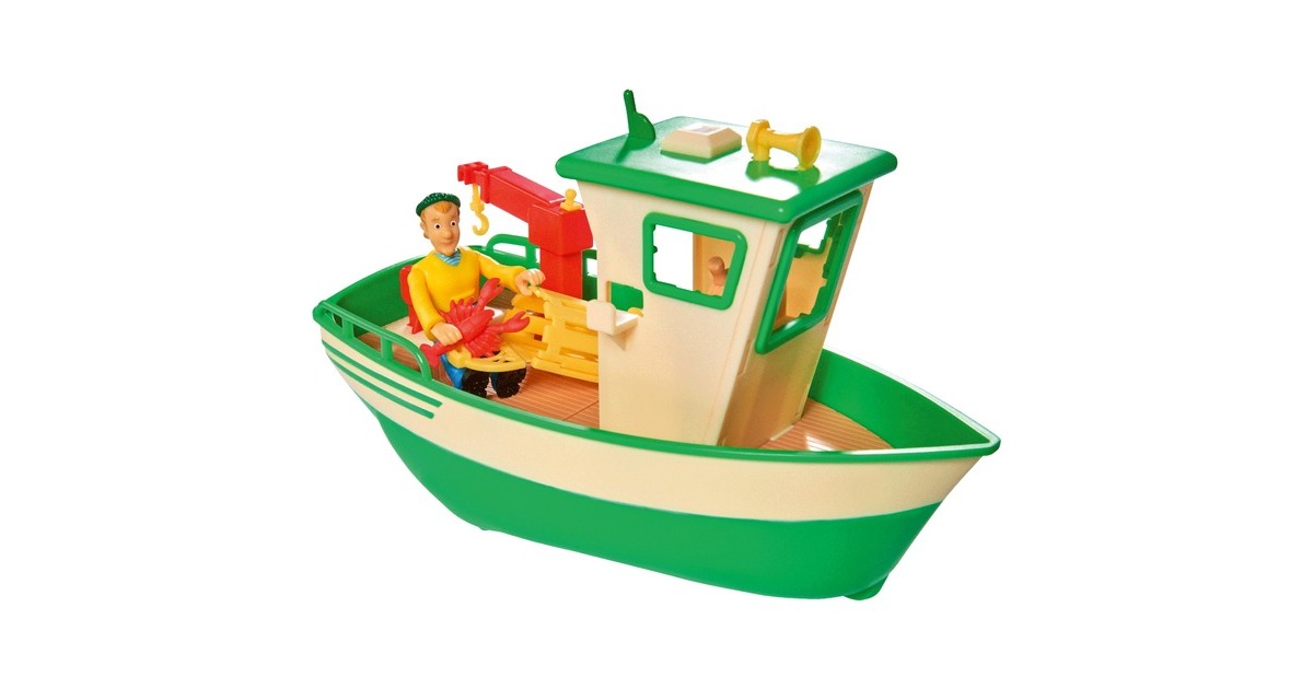 Simba Feuerwehrmann Sam - Charlies Fischerboot mit Figur, Spielfahrzeug