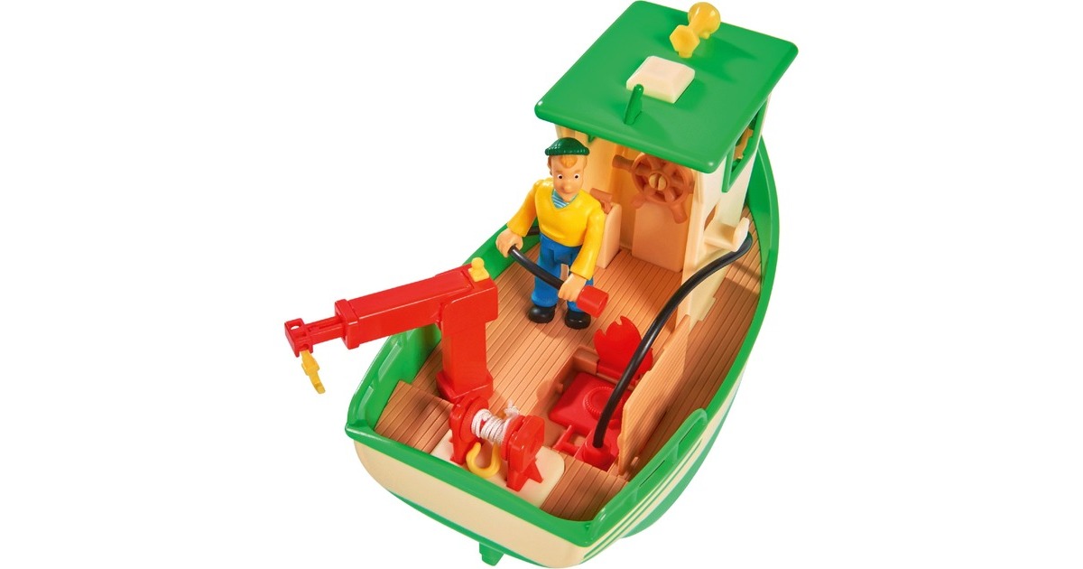 Simba Feuerwehrmann Sam - Charlies Fischerboot mit Figur, Spielfahrzeug