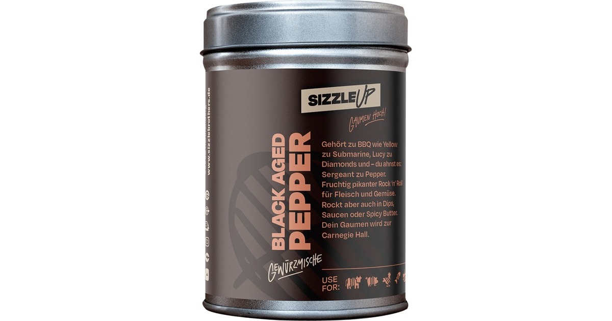 SizzleBrothers Black Aged Pepper, Gewürz(120 g, Streudose)